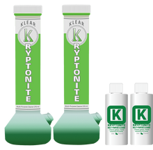 Load image into Gallery viewer, KLEAR Kryptonite 270ml bong cleaner designed for water pipe wonder twins pack solution green slim coat relax rinse your 420 bong and 710 dab bong cleaner.  Krypto-Caps
