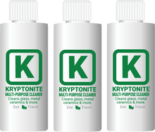 Load image into Gallery viewer, KLEAR Kryptonite Bong Cleaner Travel Triple Pack 420  pipe cleaning solution. Best formula420 bong cleaning solution kryptonite coats the glass for best results.  710 cleaning solution
